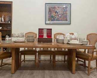 Thomasville “Entourage” cane accented dining table & chairs