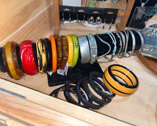 Vintage Bakelite and Sterling bangles
