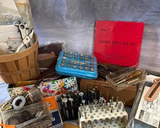 Expansive Leather Crafting Lot – Tools, Dyes, Lacing & More