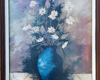 58 MidCenturyFloralStillLifeArtBoardPrintSignedARutan