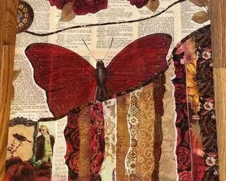 18 ButterflyRoseCollageWallArtPrintedCanvasLookPanel