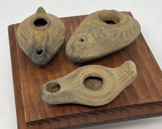 74 VintageClayOilLanternsRusticAncientLightingTrio