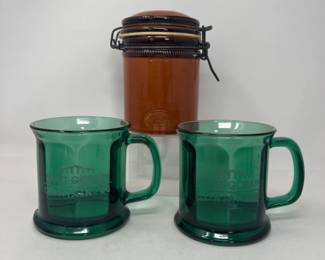 77 GreenPressedGlassMugsBaldelliItaliaHingedContainer