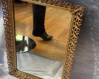 50 LacedBrassMidCenturyFramedVanityMirror