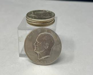 Four 1966 Kennedy Half Dollars & Ike 1971 Dollar Coins