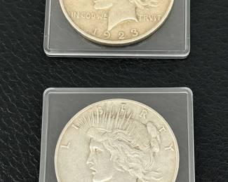 2 1922and1923PeaceUSOneDollarCoins