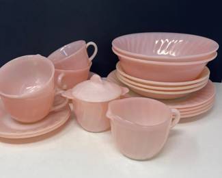 80 AnchorHockingFireKingRoseLustreSwirlMilkGlassDishes