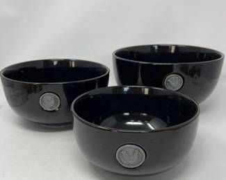 Boston Warehouse Black Nesting Bowls with Rooster Emblems – Set of 3