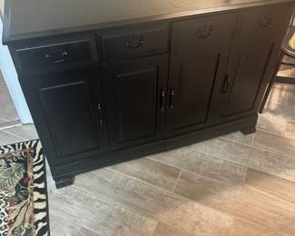 #116 - $280 - Black sewing cabinet with sewing machine