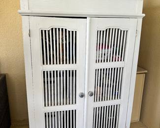 #93 - $350 - Pie safe cabinet light grey 40W26Dx56H