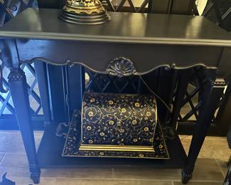 #71 - $68 - Black painted wood console table 32Wx14Dx30H