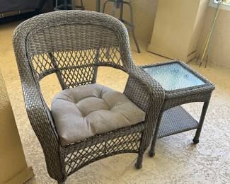 #91 - $300 - 2 wicker chairs + 2 side tables