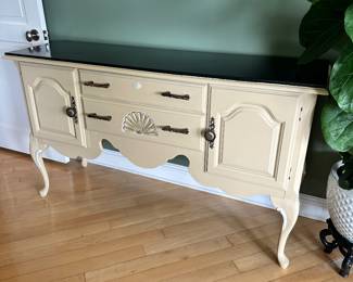 #18 - $300 - Cream color Sideboard black quartz top 60w x 18d x 35h