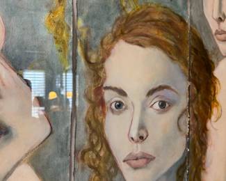 #41 - $500 - Collin signed painted triptych ladies 36x47