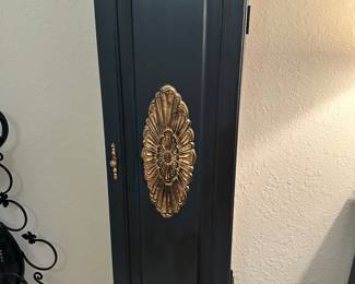 #78 - $150 - Clock black painted vintage 16Wx9Dx77H