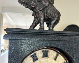 #45 - $160 - Monkey/Elephant bamboo look standing clock 17x9x75- real heavy - battery operated