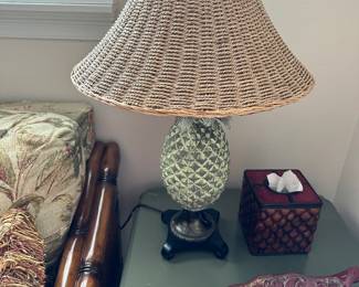 #3 - $80 - 2 Pineapple Lamps with Wicker shade 16x29