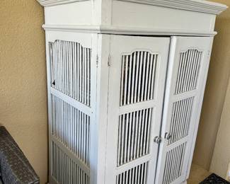 #93 - $350 - Pie safe cabinet light grey 40W26Dx56H