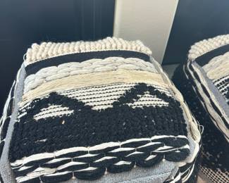 #33 - $80 - Set of two African style poof black & white 18x18x16