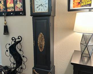 #78 - $150 - Clock black painted vintage 16Wx9Dx77H