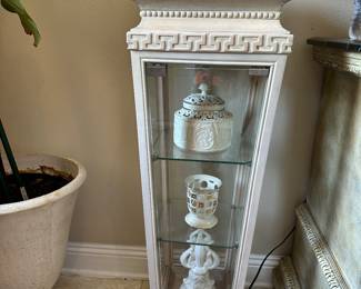 #56 - $150 - Each pedestal cream curio marble top 13x13x42