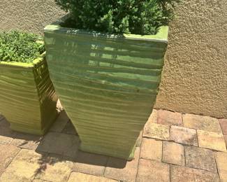 #106 - $250 - Set of green planters 17x17x27 & 12x12x19