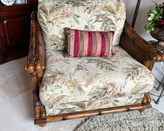 #5 - $160 - Large Tropical bamboo style chair 42Wx35Dx34H