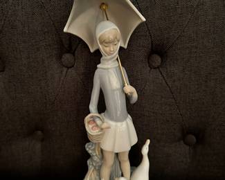#123 - $45 - Lladro Girl with umbrella & geese #4510