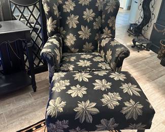 #74 - $140 - Leaf chair & ottoman black & gold