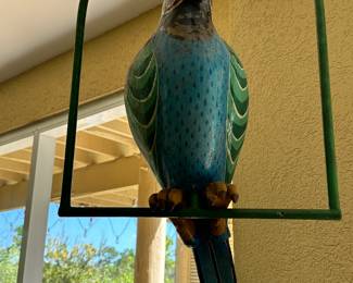 #92 - $80 - Parrot on swing paper mache painted 31H