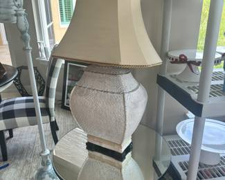 #38 - $42 - Wicker look side lamp painted white