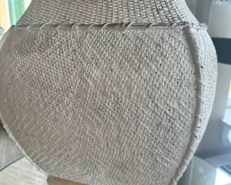#38 - $42 - Wicker look side lamp painted white
