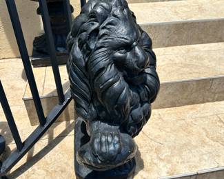 #51 - $300 - Pair of cement black lions 27x10