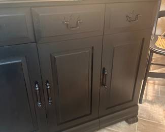 #116 - $280 - Black sewing cabinet with sewing machine