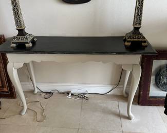 #47 - $150 - Sofa/hall table black & taupe 52Wx16Dx29H