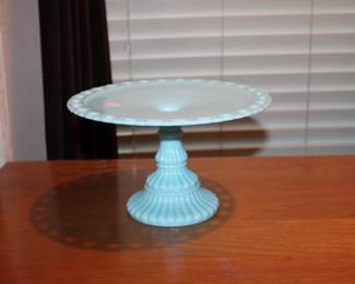 Vintage Blue Milkglass Cake Plate