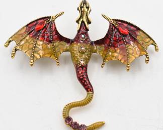 gold tone dragon brooch