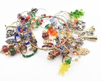 lot of wine glass charms