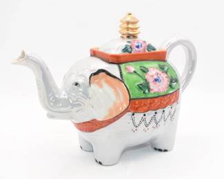 hand painted elephant tea pot