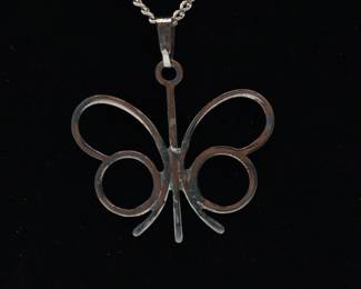 Sarah Cov silver tone butterfly necklace