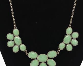 silver tone and light green necklace