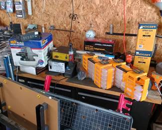 Paint gun, orbital buffer.