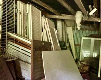 Tons of louvered doors, shutters and wood project pieces here