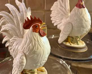 Mottahedeh ceramic rooster and hen