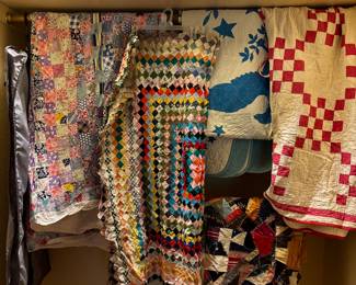 Lots of quilts, quilt tops, quilt pieces ready to
assemble