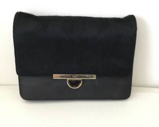 DKNY soft buttery leather handbag with clipped hair calf flap