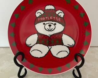 Marshall Fields Mistletoe Bear plates