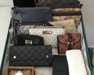 Designer wallets, wristlets and accessories (available at jewelry table)