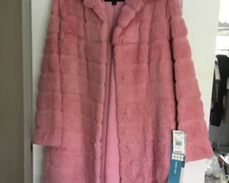 Gorgeous vintage pink rabbit fur coat, new with tags, size large