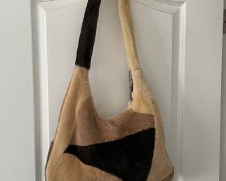 Vintage patchwork shearling hobo style bag